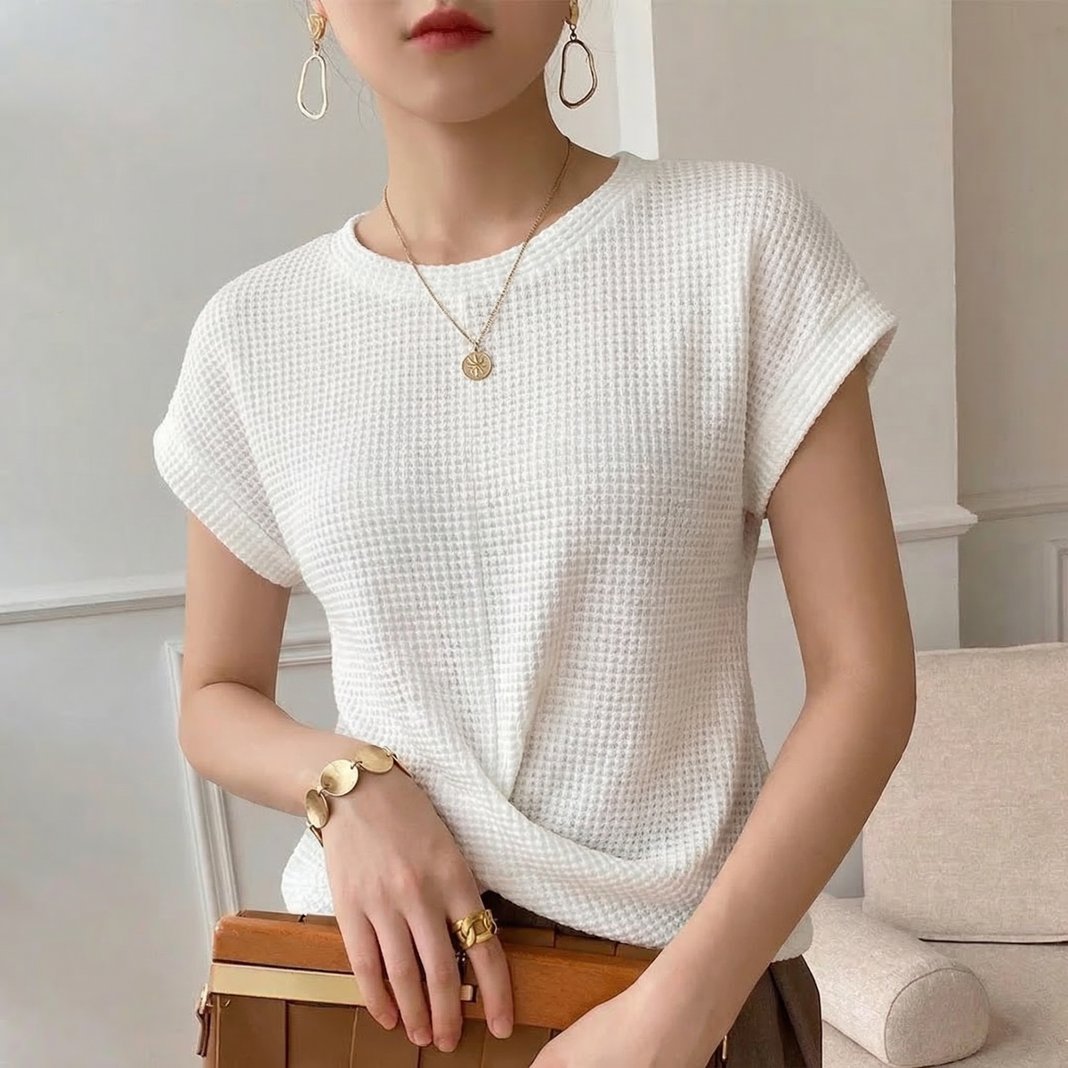 Oliver & Blake Amber Waffle Knit Women's Top