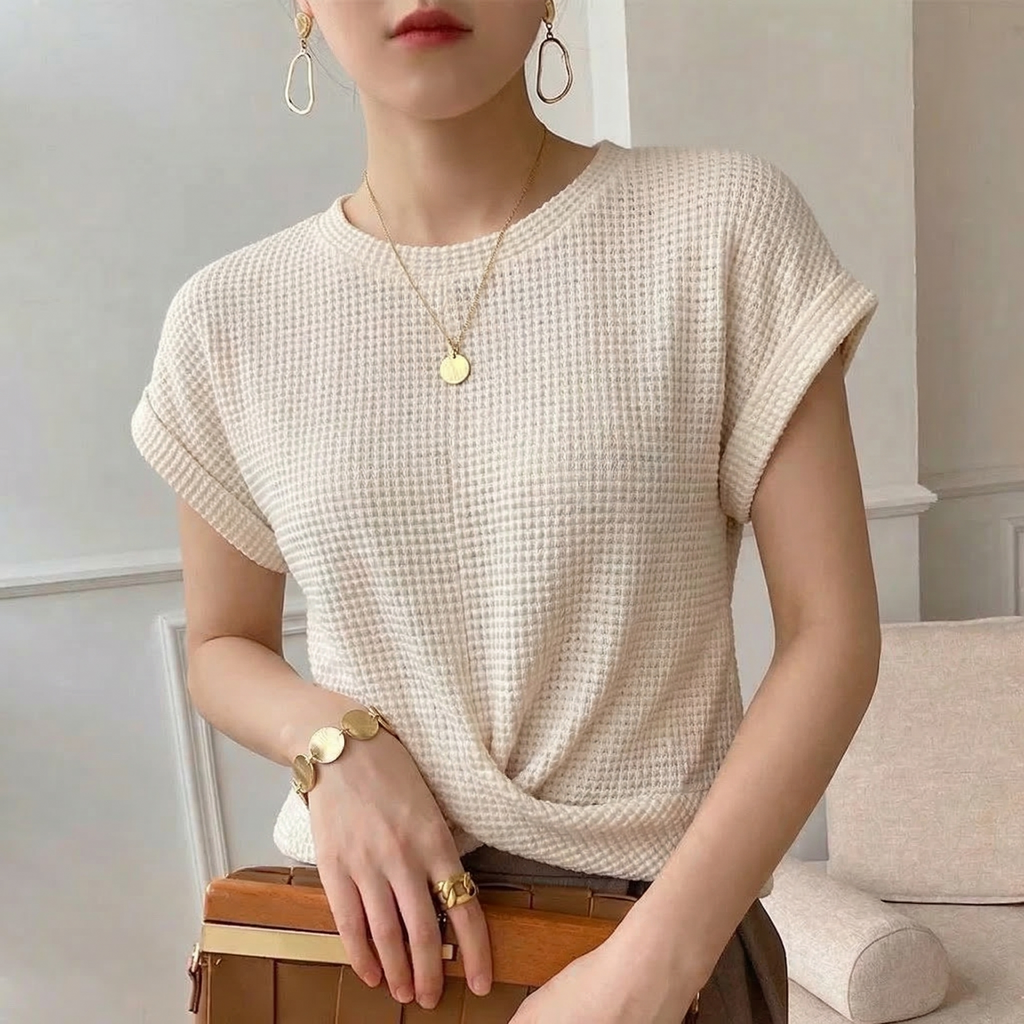 Oliver & Blake Amber Waffle Knit Women's Top