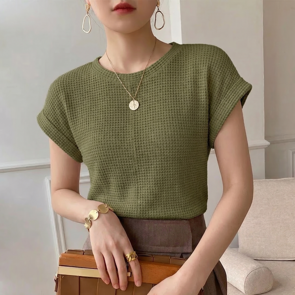 Oliver & Blake Amber Waffle Knit Women's Top