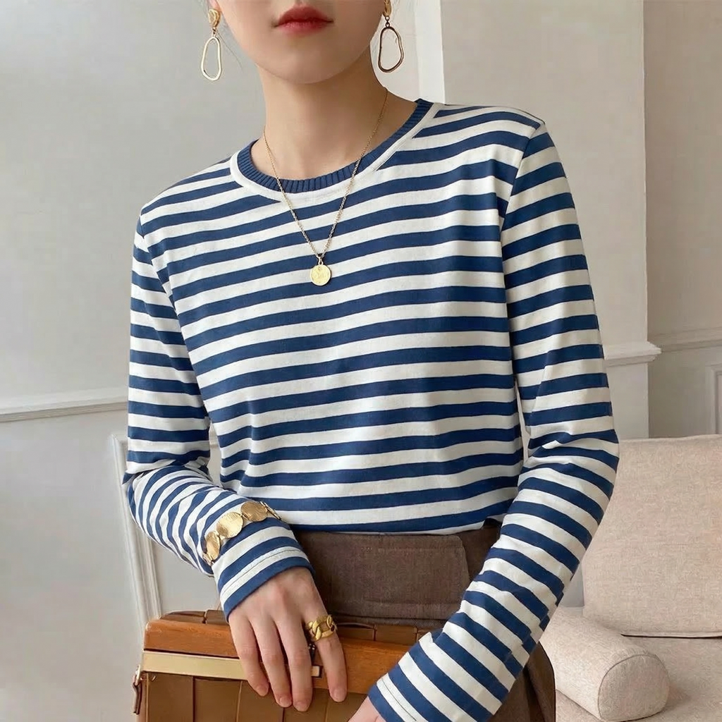 Oliver & Blake Gail Striped Cotton Women's Tee