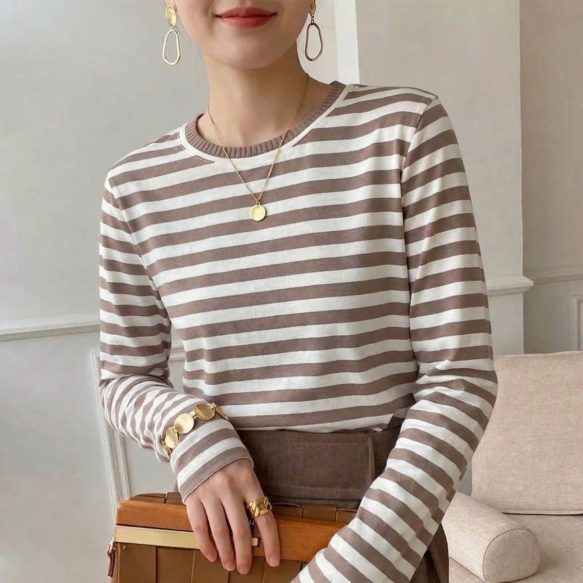 Oliver & Blake Gail Striped Cotton Women's Tee