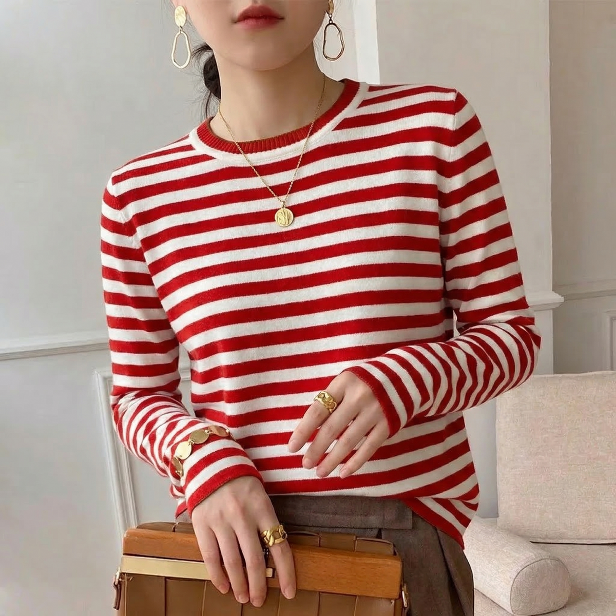 Oliver & Blake Gail Striped Cotton Women's Tee