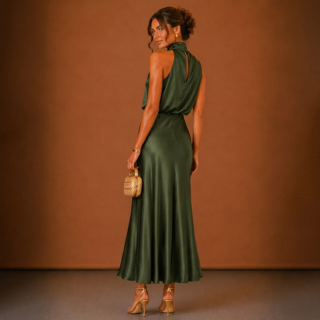Soraya Satin Halter Women's Maxi Dress