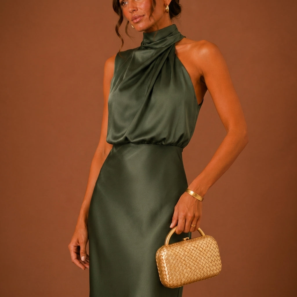 Soraya Satin Halter Women's Maxi Dress