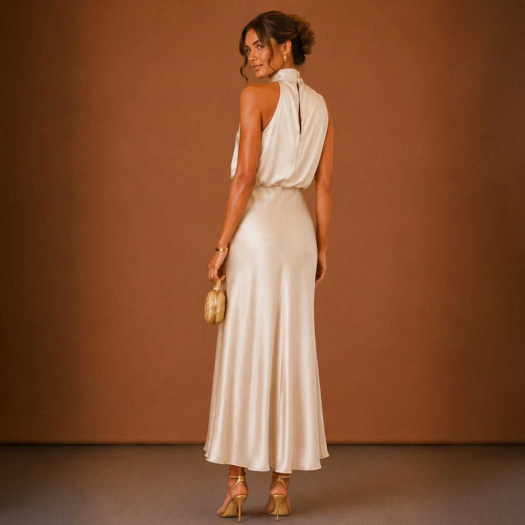 Soraya Satin Halter Women's Maxi Dress