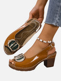 Glossy Comfort Strap Women's Heels