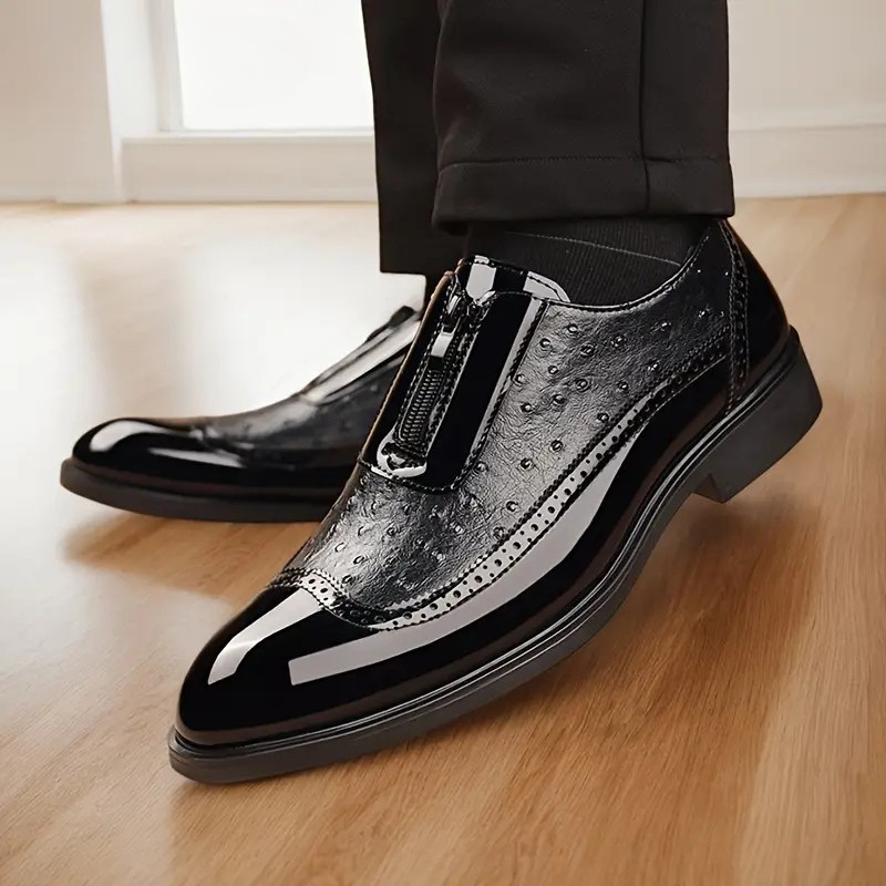 Saint Aurell Men's Oxford Ostrich Leather Dress Shoes