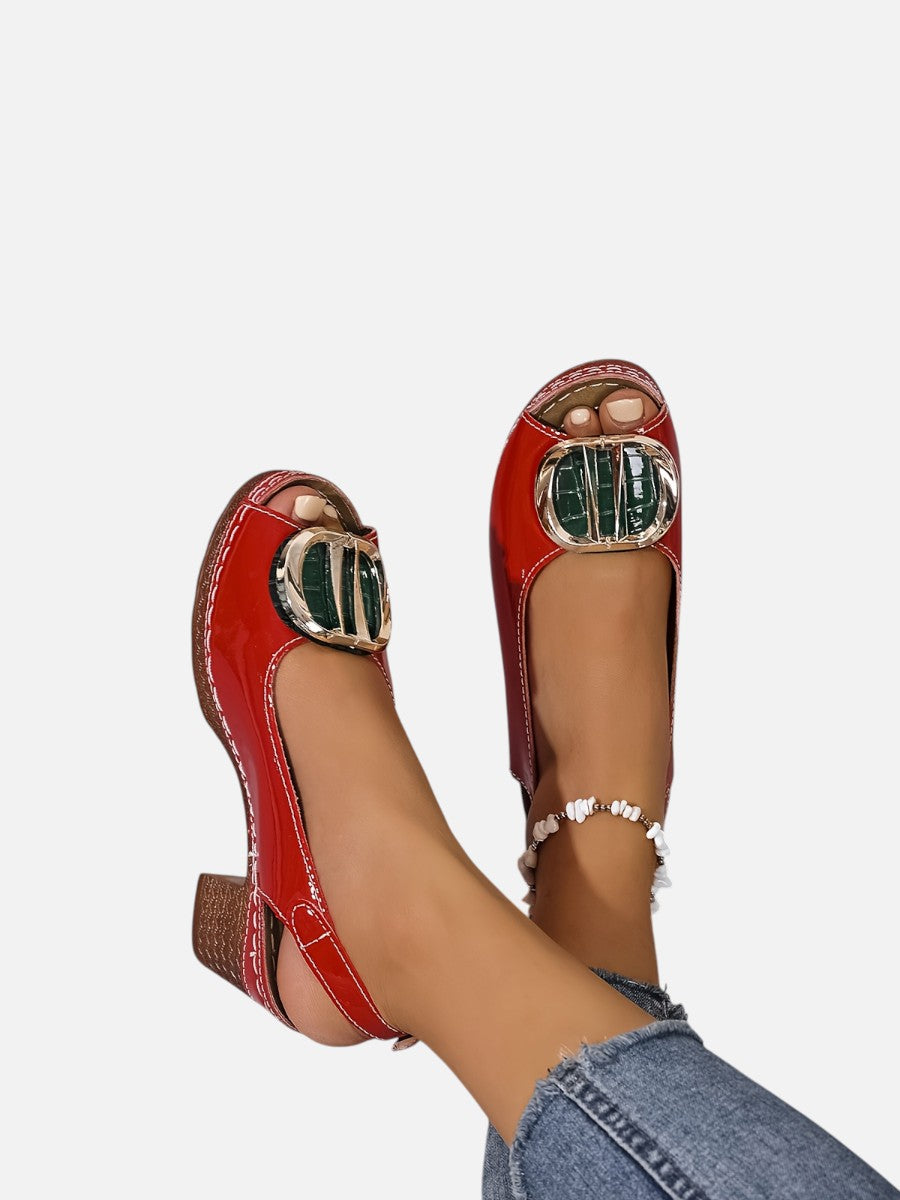Glossy Comfort Strap Women's Heels