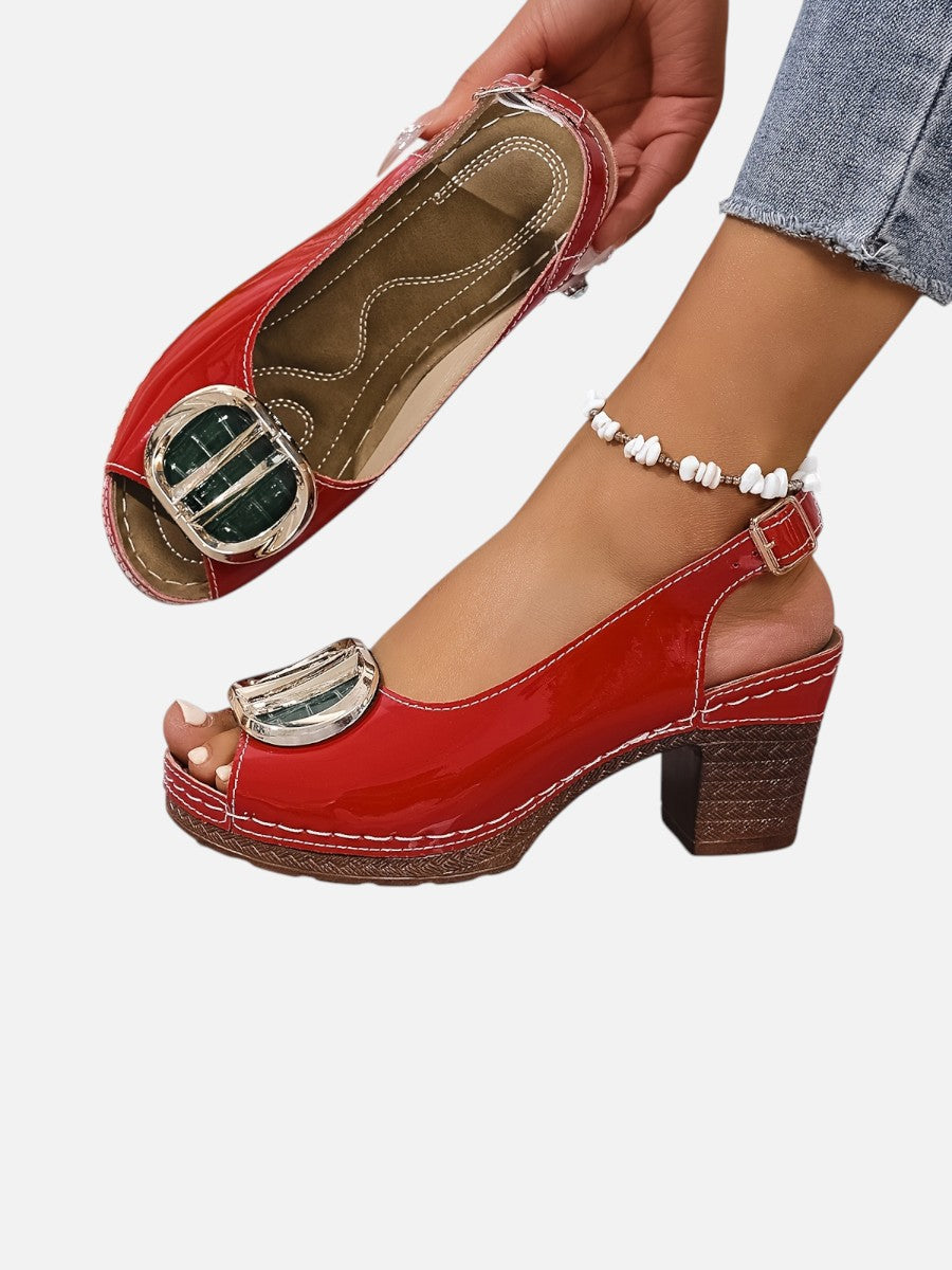 Glossy Comfort Strap Women's Heels