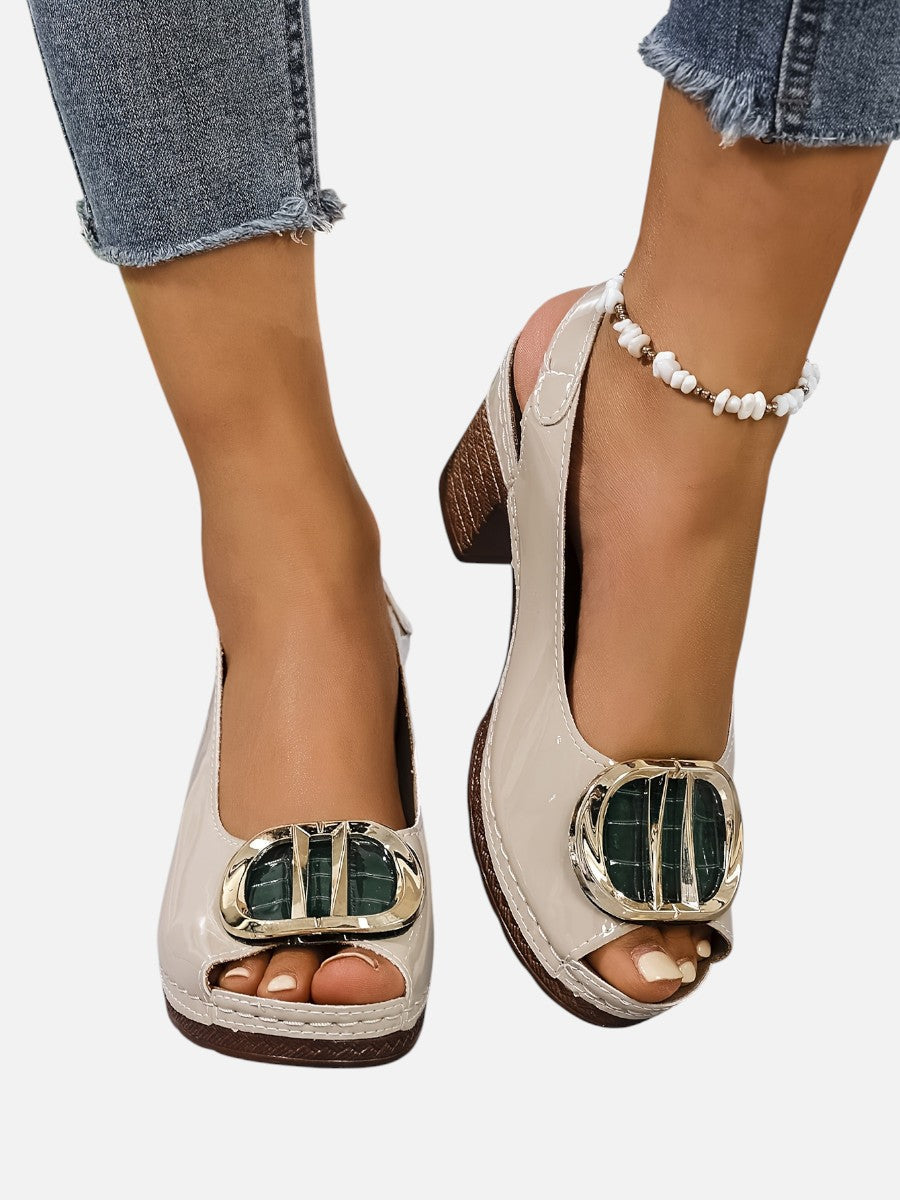 Glossy Comfort Strap Women's Heels