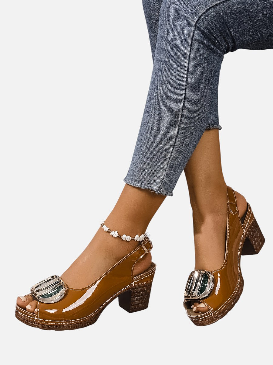 Glossy Comfort Strap Women's Heels