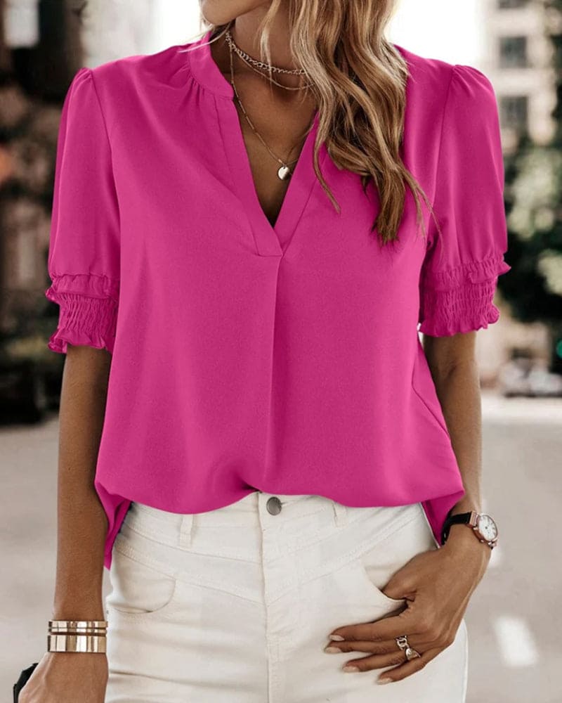 Roselle Vibrant Puff Sleeve Women's Blouse