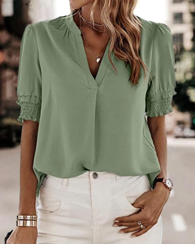 Roselle Vibrant Puff Sleeve Women's Blouse