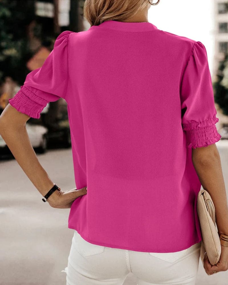 Roselle Vibrant Puff Sleeve Women's Blouse