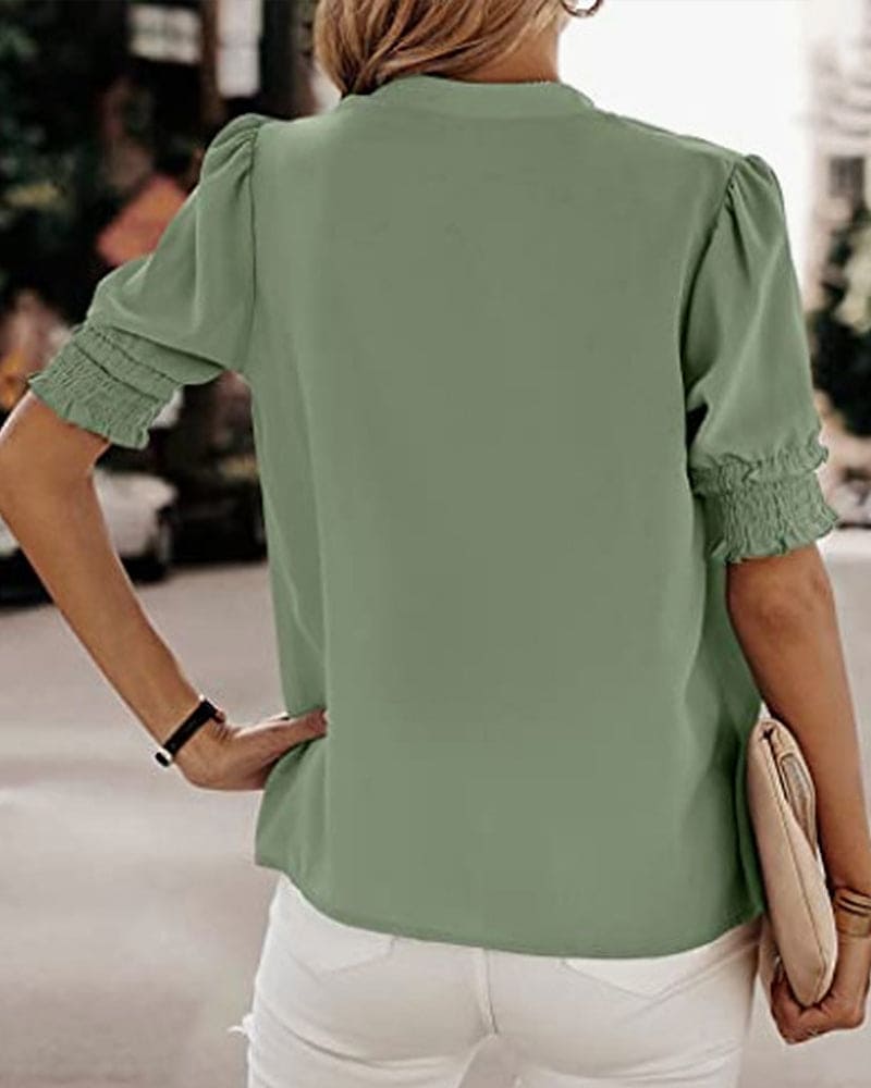 Roselle Vibrant Puff Sleeve Women's Blouse