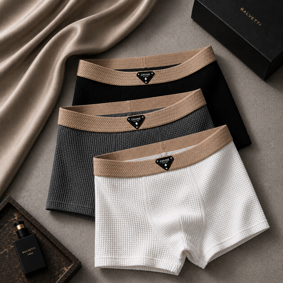 Oliver & Blake Waffle Knit Cotton Men's Boxer Briefs
