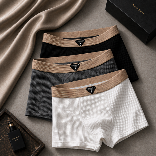 Waffle Knit Cotton Men's Boxer Briefs