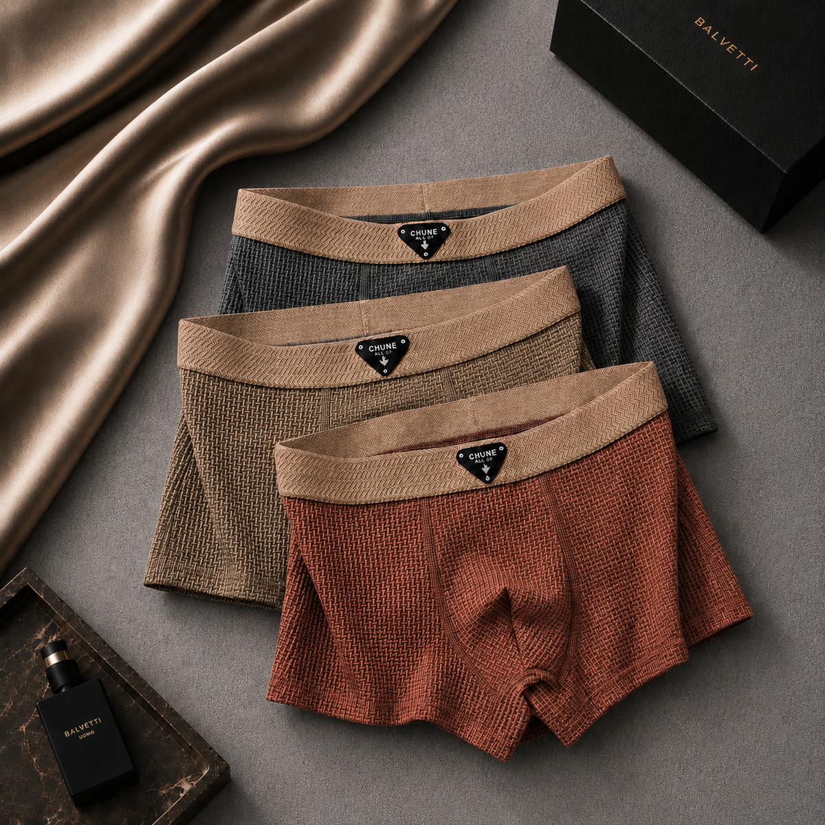Oliver & Blake Waffle Knit Cotton Men's Boxer Briefs