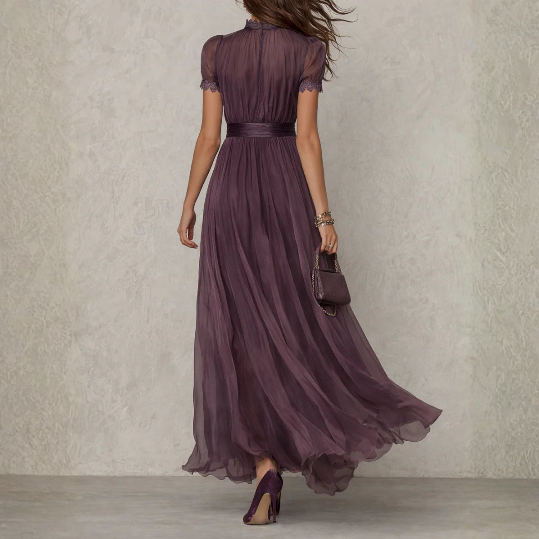 Celeste Lace Trim Chiffon Women's Maxi Dress