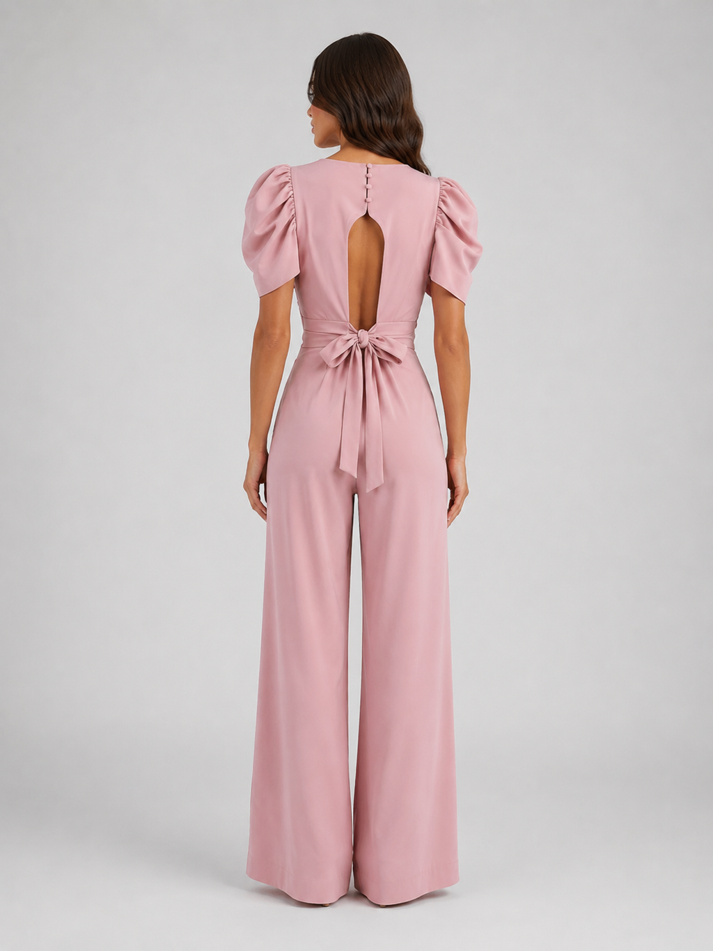 Puff Sleeve Wide Leg Women's Jumpsuit