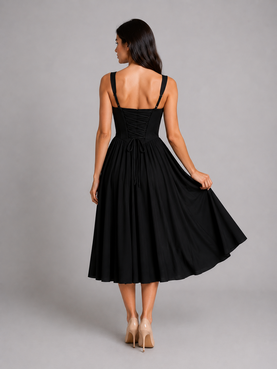 Corset Pleated Women's Midi Dress