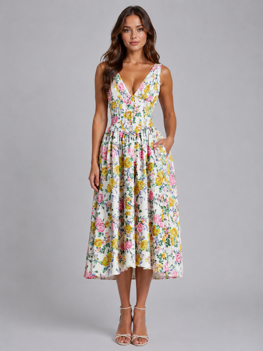 Floral Summer Occasion Women's Midi Dress