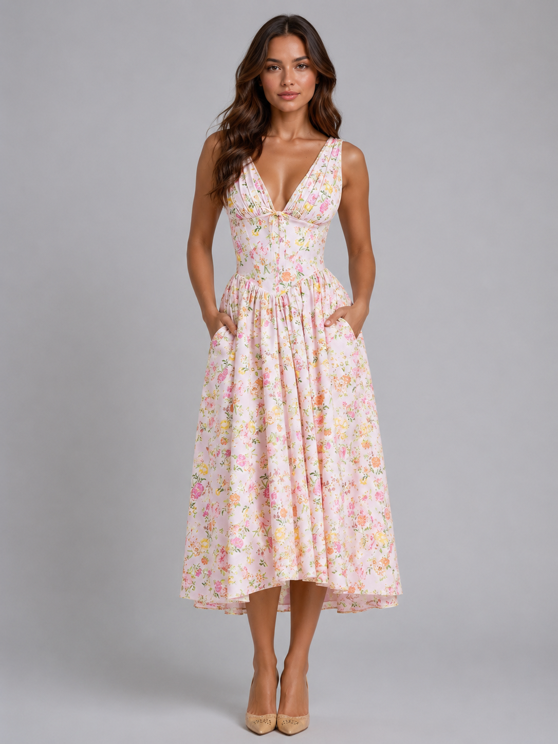 Floral Summer Occasion Women's Midi Dress