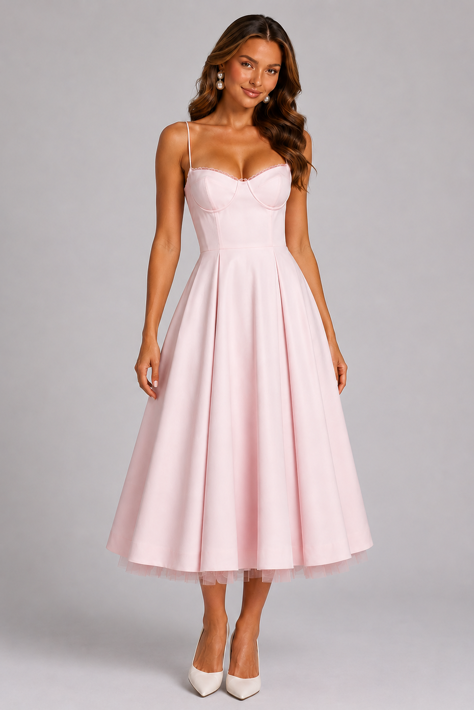 Seraphina Corset Spaghetti Strap Women's Midi Dress
