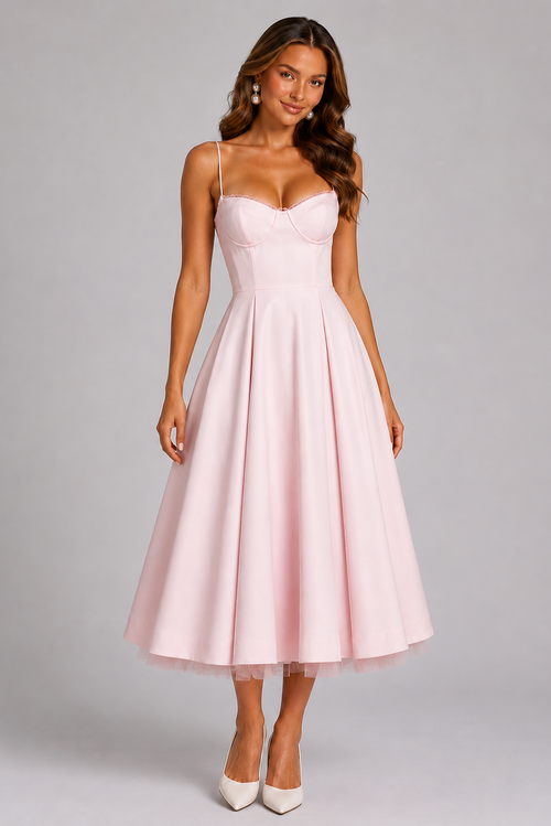 Seraphina Corset Spaghetti Strap Women's Midi Dress