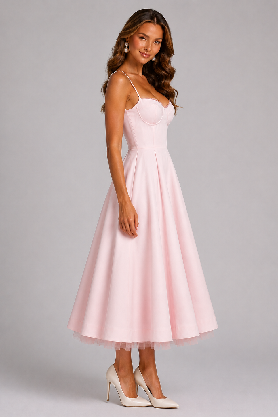 Seraphina Corset Spaghetti Strap Women's Midi Dress