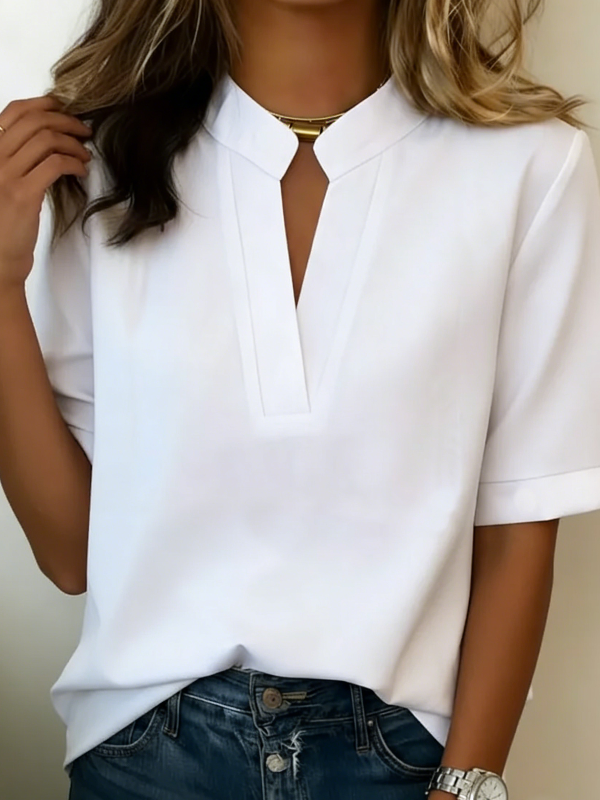 Elowen Elegant V-Neck Women's Blouse