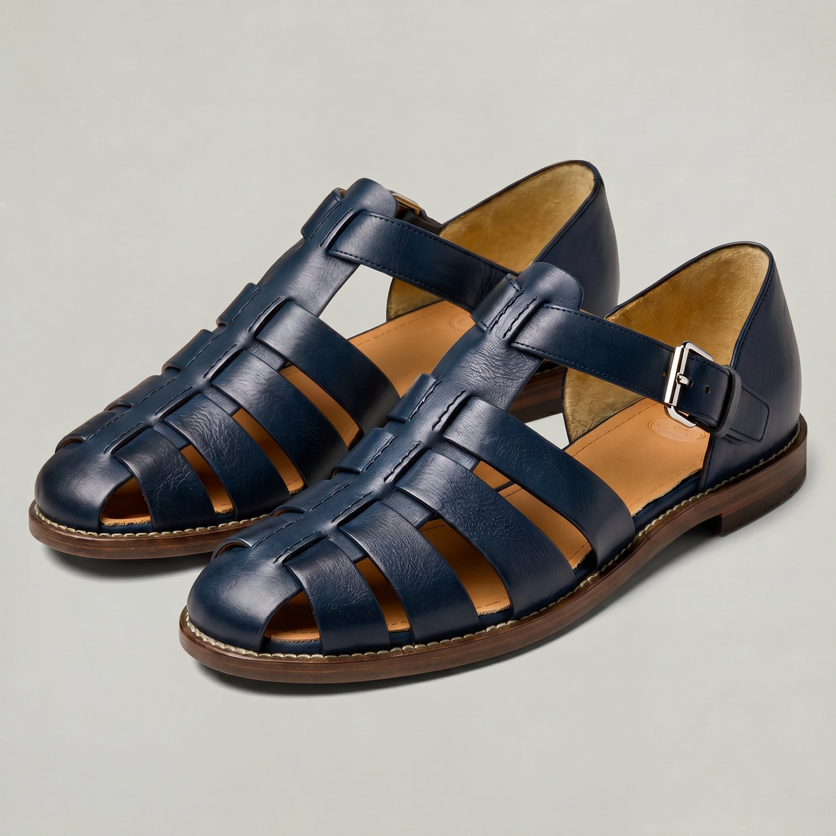 Leather Closed Toe Fisherman Men's Sandals
