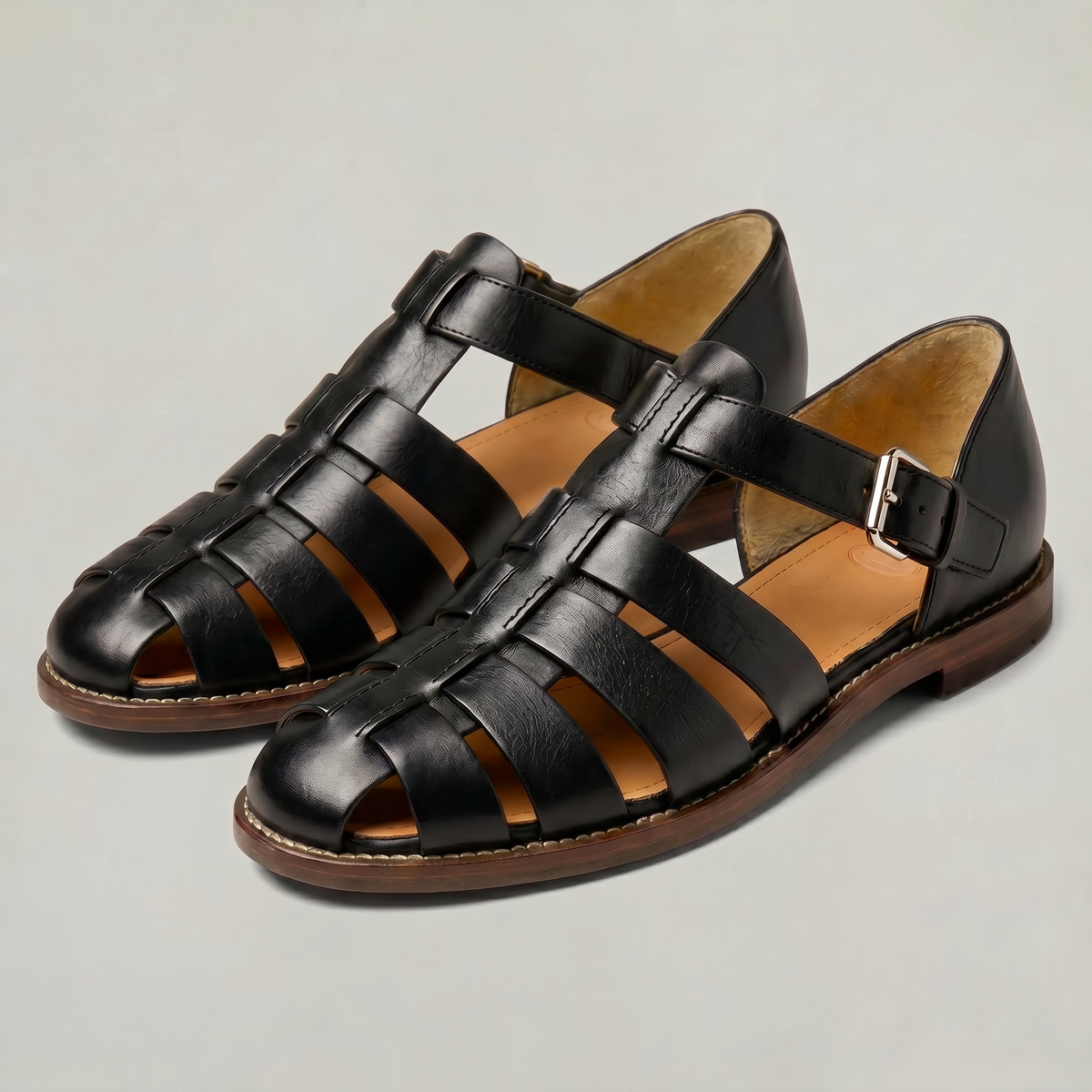 Leather Closed Toe Fisherman Men's Sandals