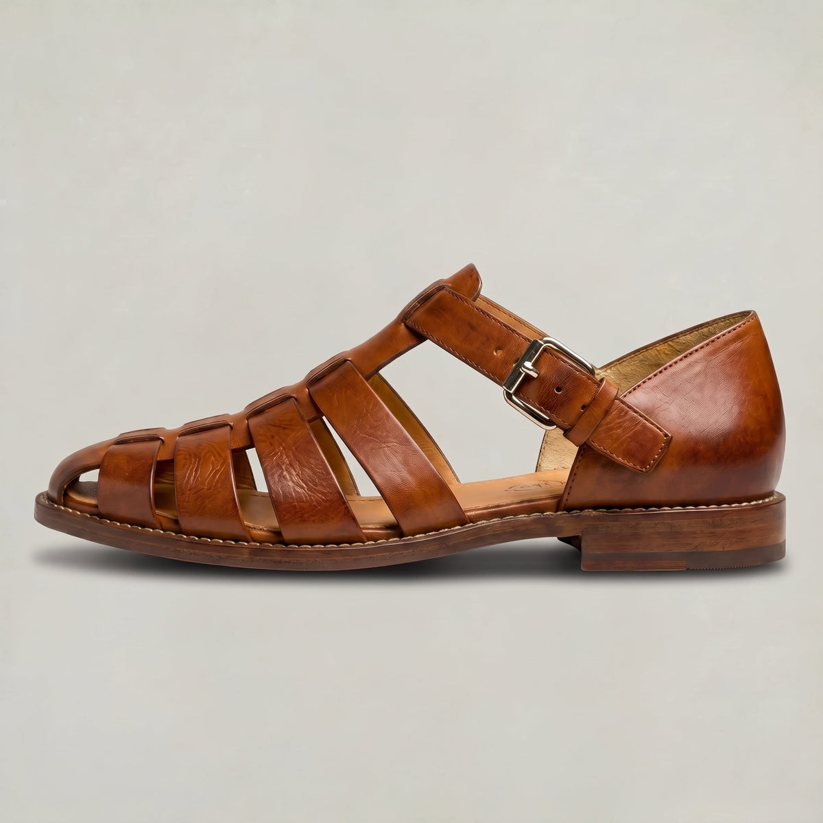 Leather Closed Toe Fisherman Men's Sandals
