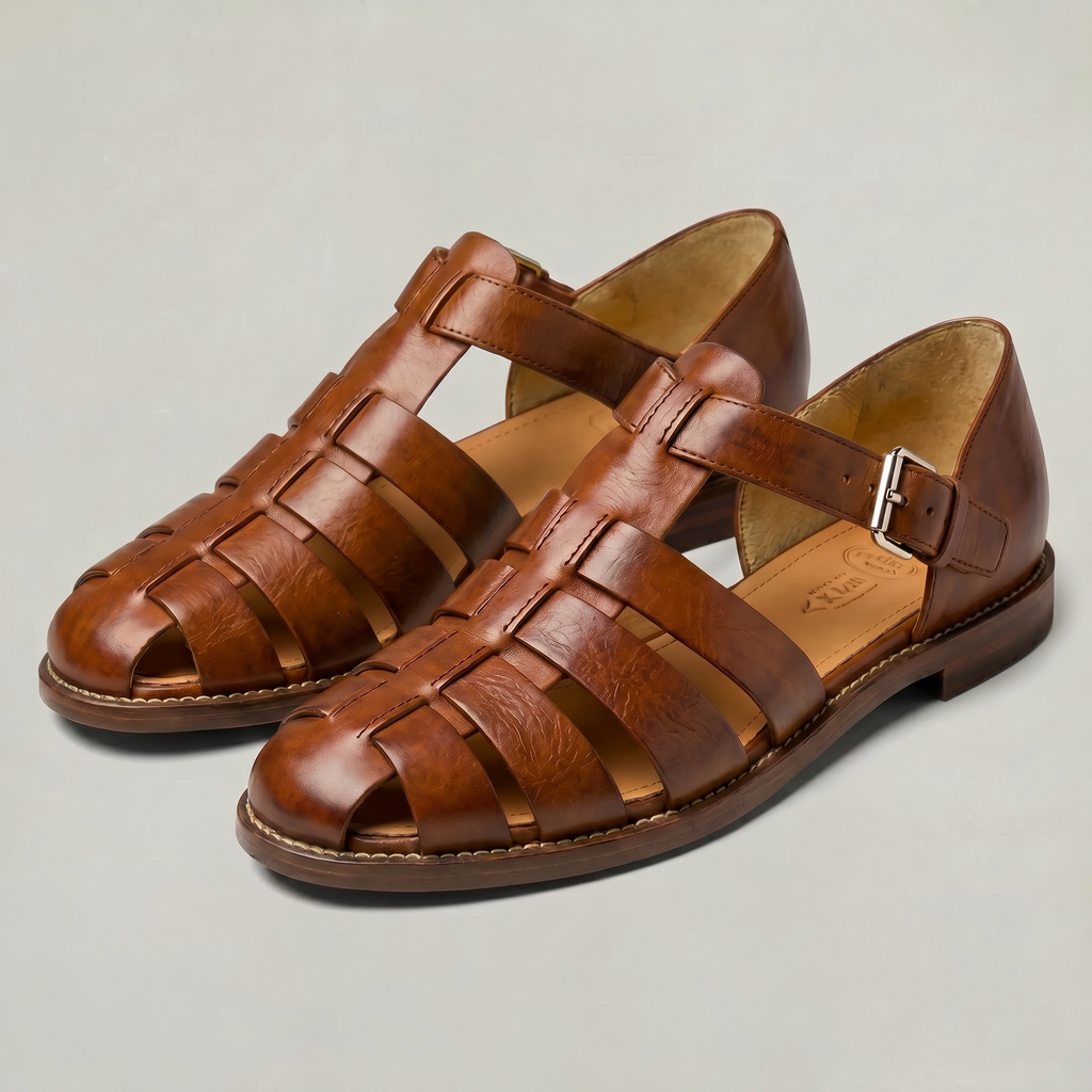 Leather Closed Toe Fisherman Men's Sandals