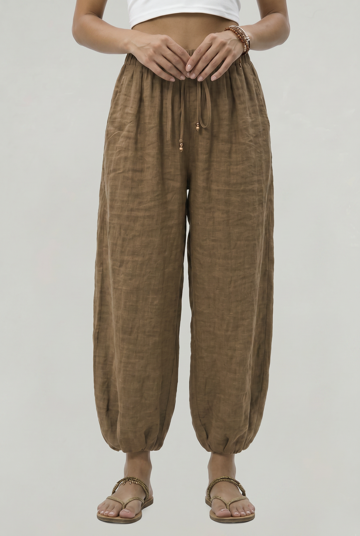 Wide Leg Linen Women's Trousers