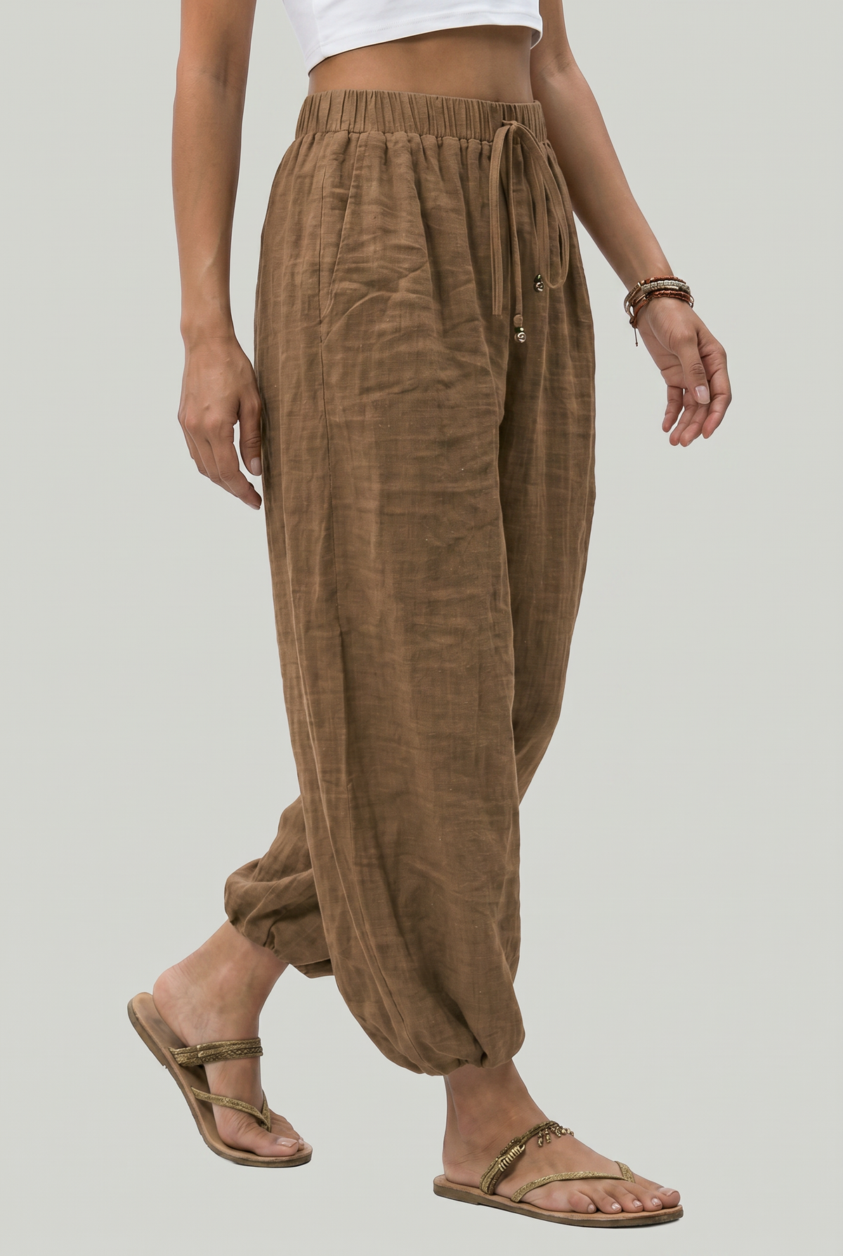 Wide Leg Linen Women's Trousers