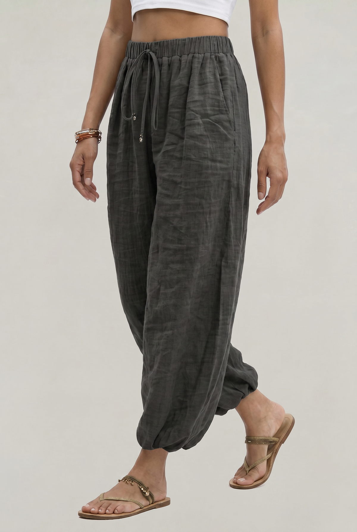 Wide Leg Linen Women's Trousers