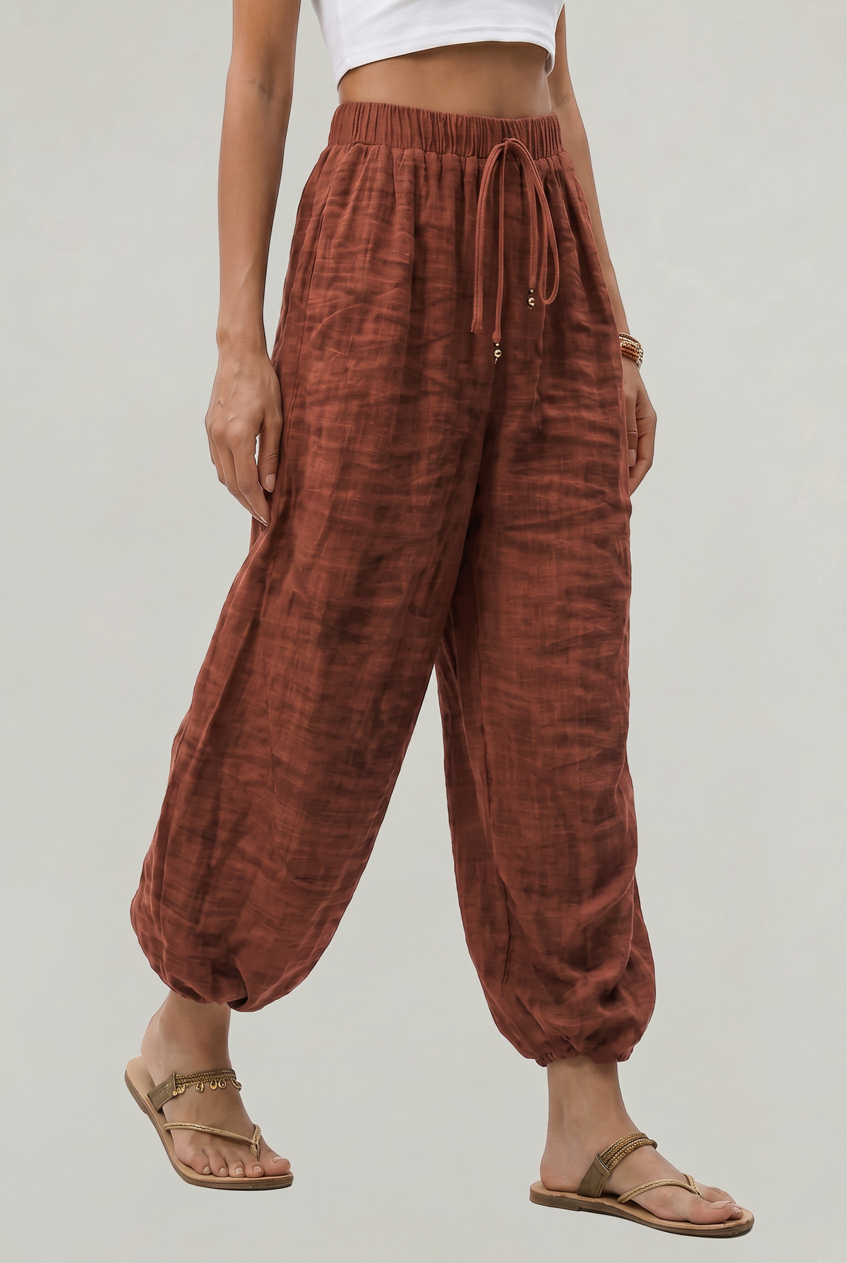Wide Leg Linen Women's Trousers
