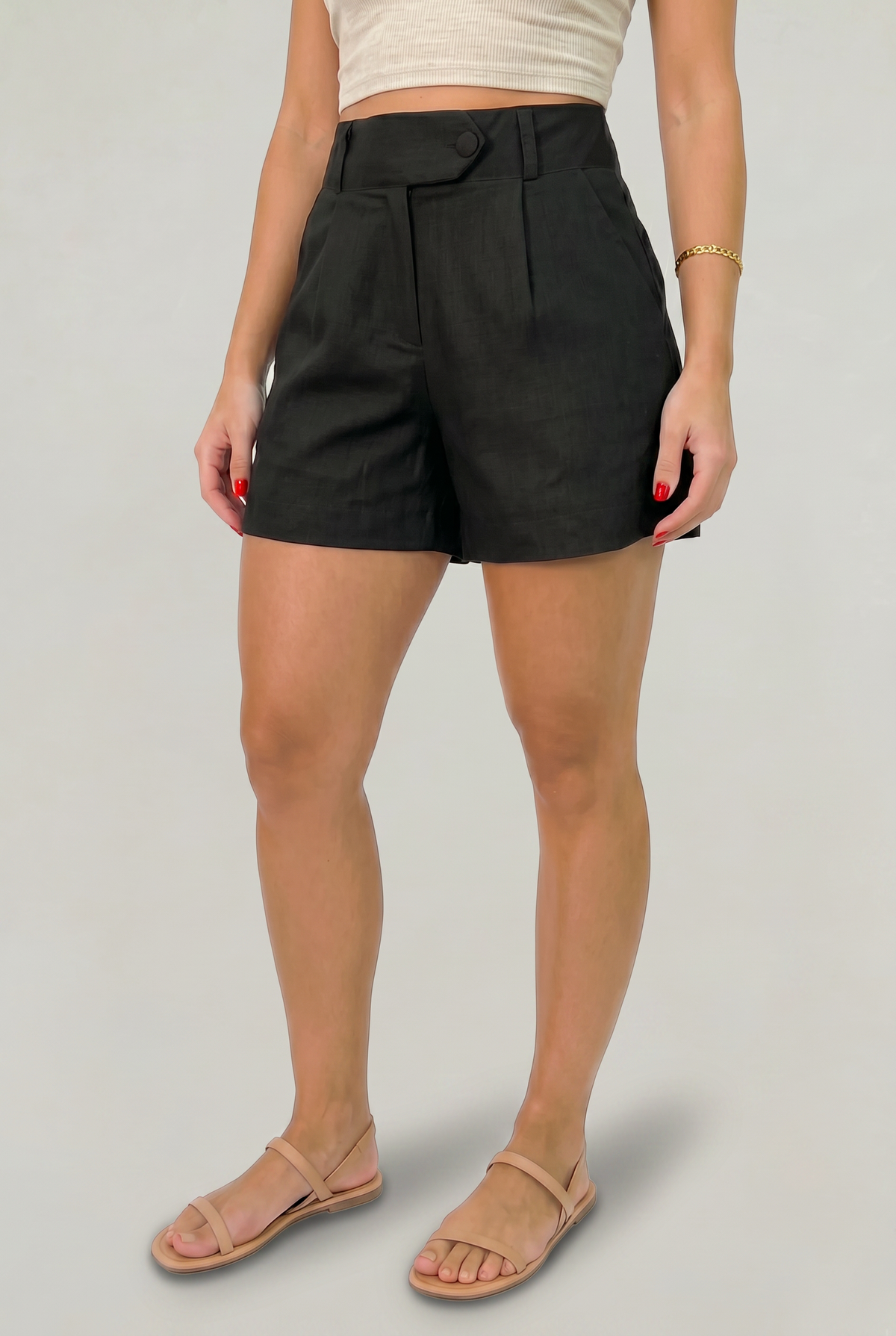 High Waist Linen Women's Shorts