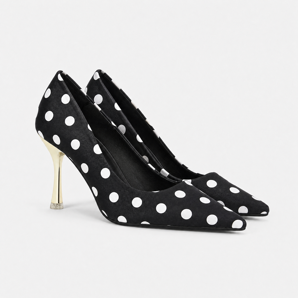 Polka Dot Pointed Toe Stiletto Women's Heels
