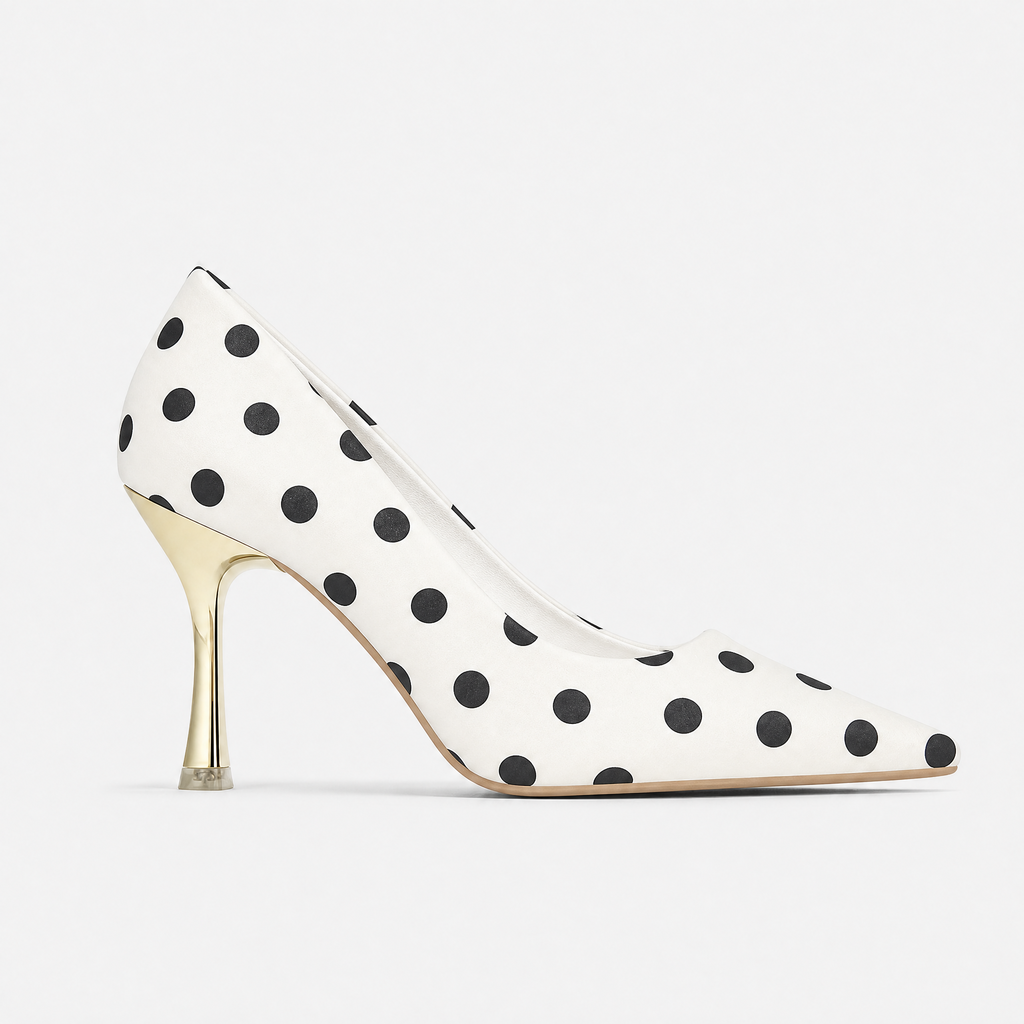 Polka Dot Pointed Toe Stiletto Women's Heels