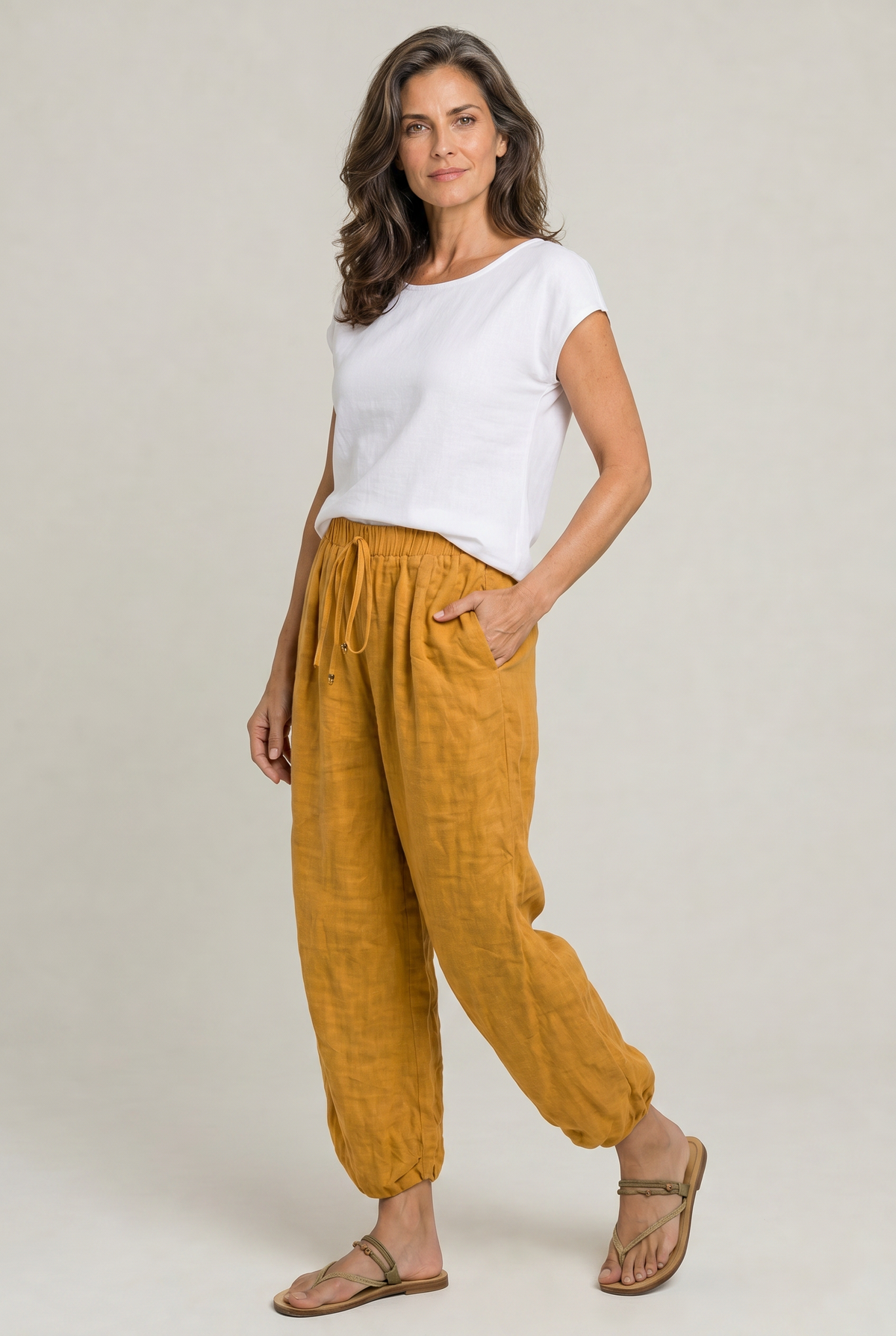 Wide Leg Linen Women's Trousers