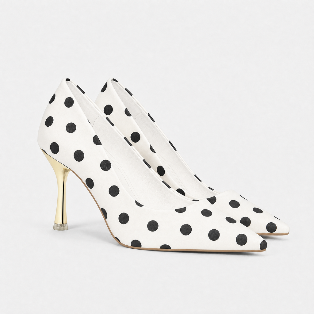 Polka Dot Pointed Toe Stiletto Women's Heels