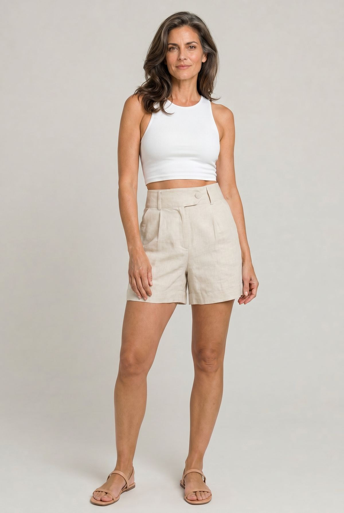 High Waist Linen Women's Shorts