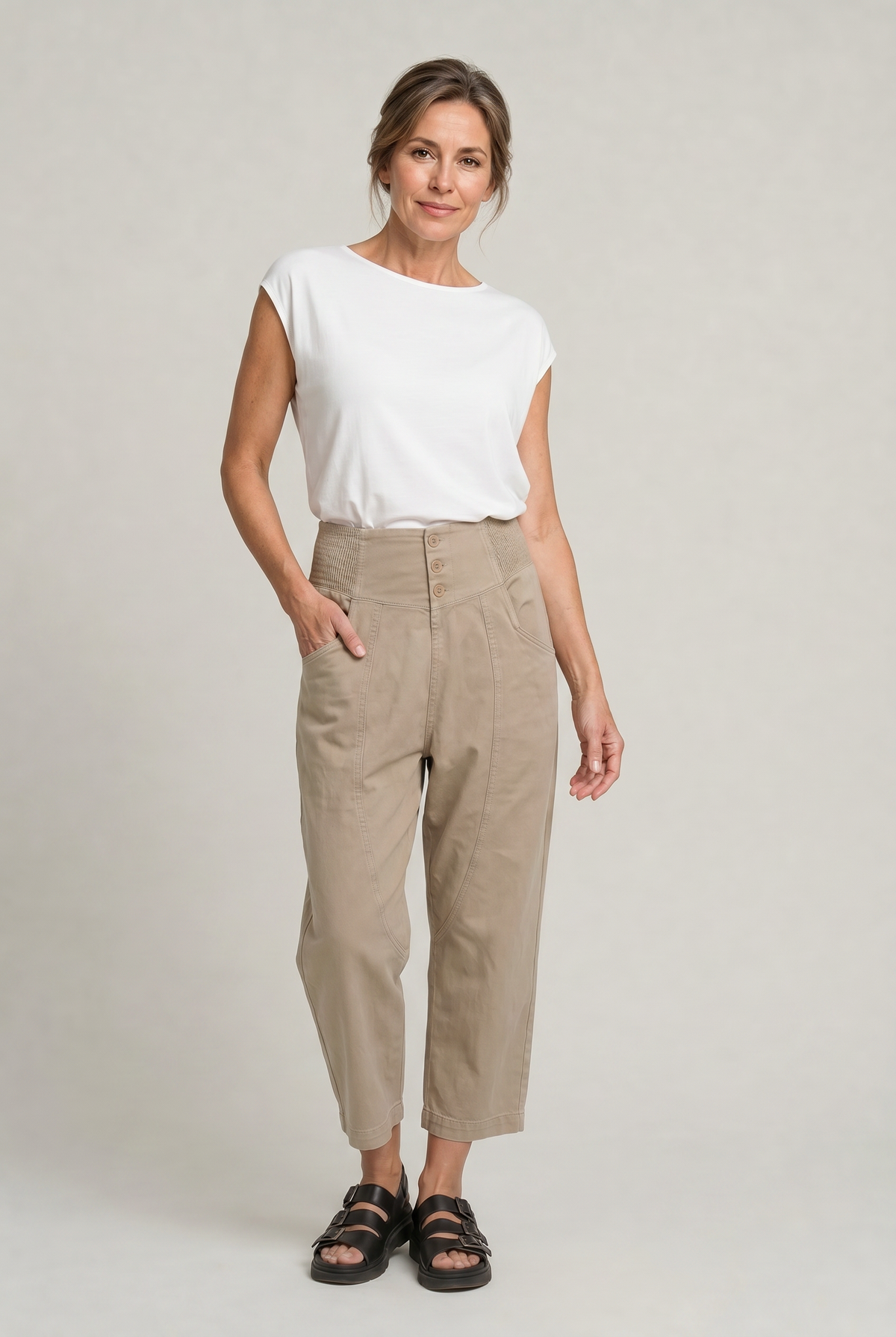 Cotton Linen Wide-Leg Women's Pants