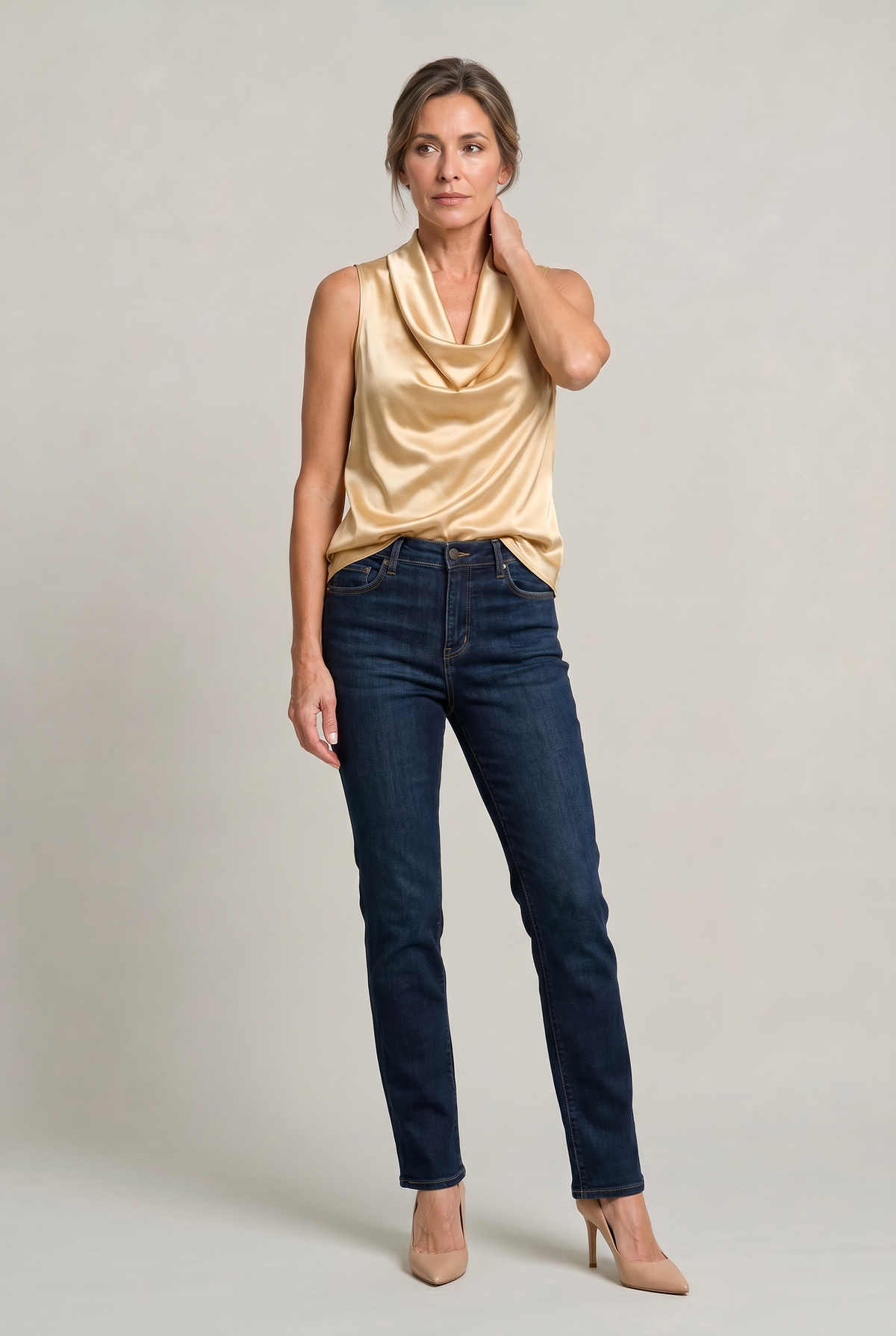 Draped Cowl Neck Sleeveless Women's Cami Top