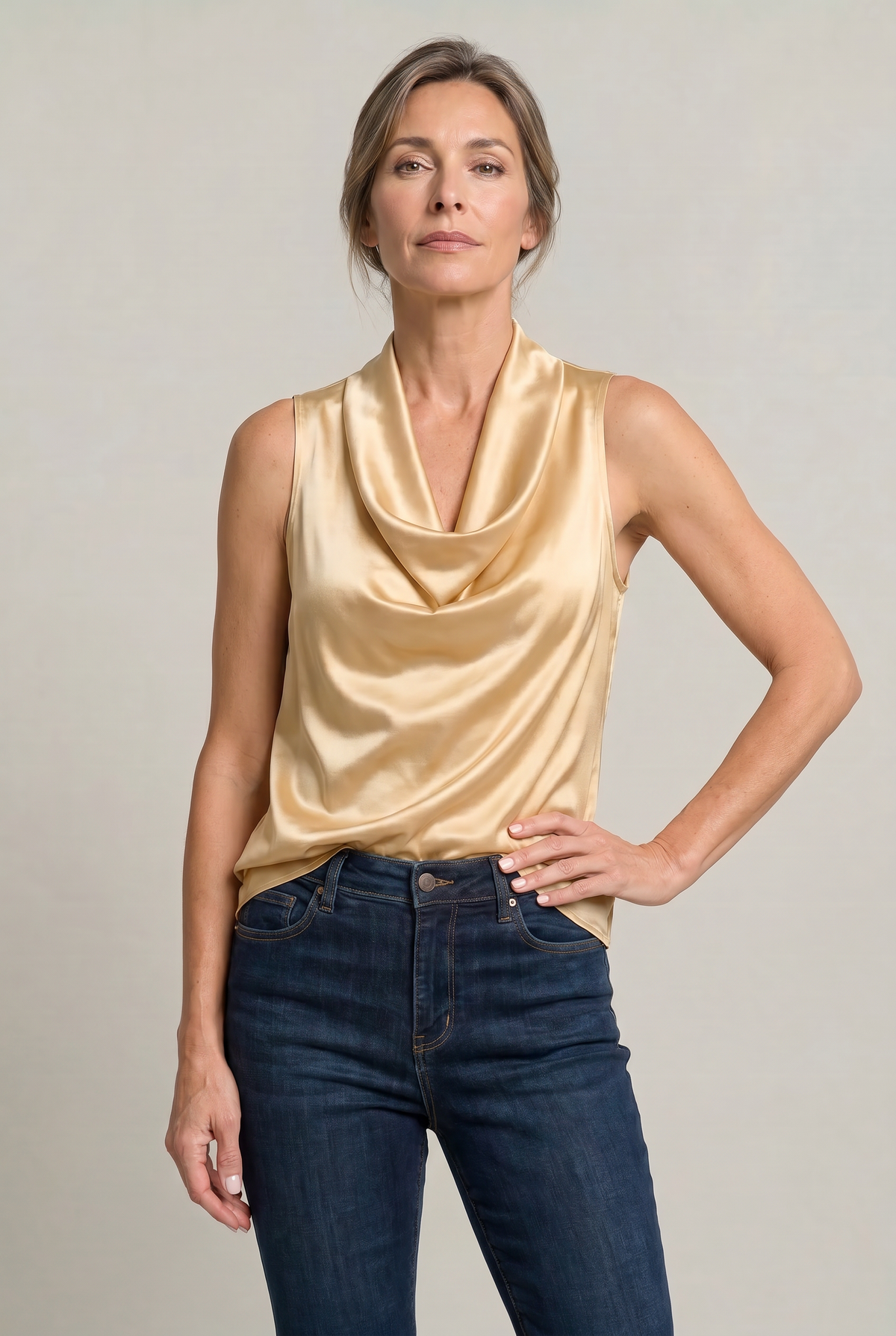 Draped Cowl Neck Sleeveless Women's Cami Top