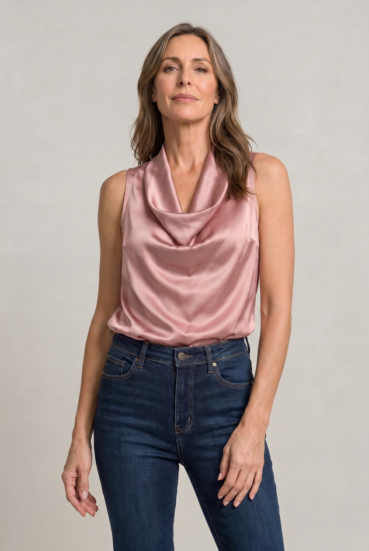 Draped Cowl Neck Sleeveless Women's Cami Top