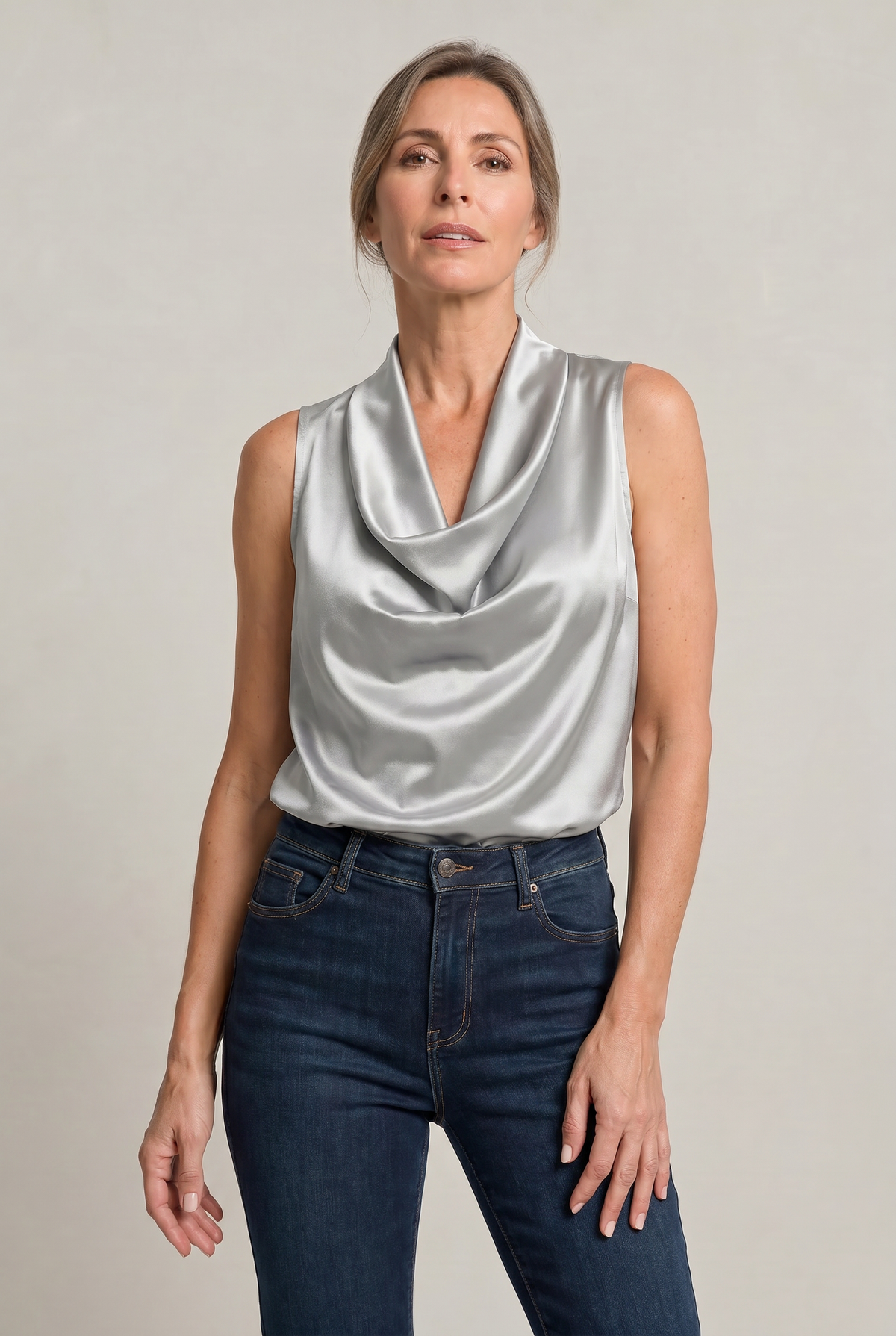 Draped Cowl Neck Sleeveless Women's Cami Top